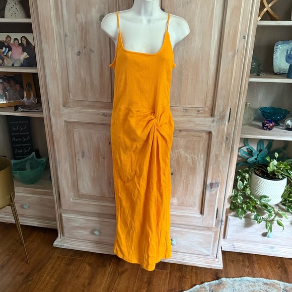 Free People Allure Maxi Slit Saffron Tank Dress NEW Women’s Medium - Picture 1 of 11